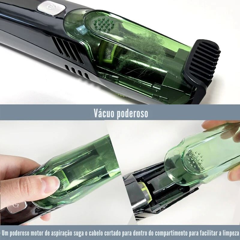 Máquina de Barbear com aspirador e dispense | Aparador de Pelos - TrimClear Pro Max - dispense aspirador sem fio