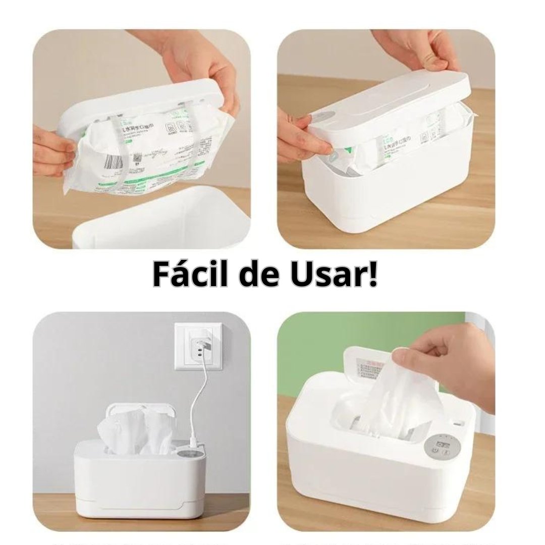 Aquecedor de Lenços Umedecidos com Display LED e Carregador USB Portátil