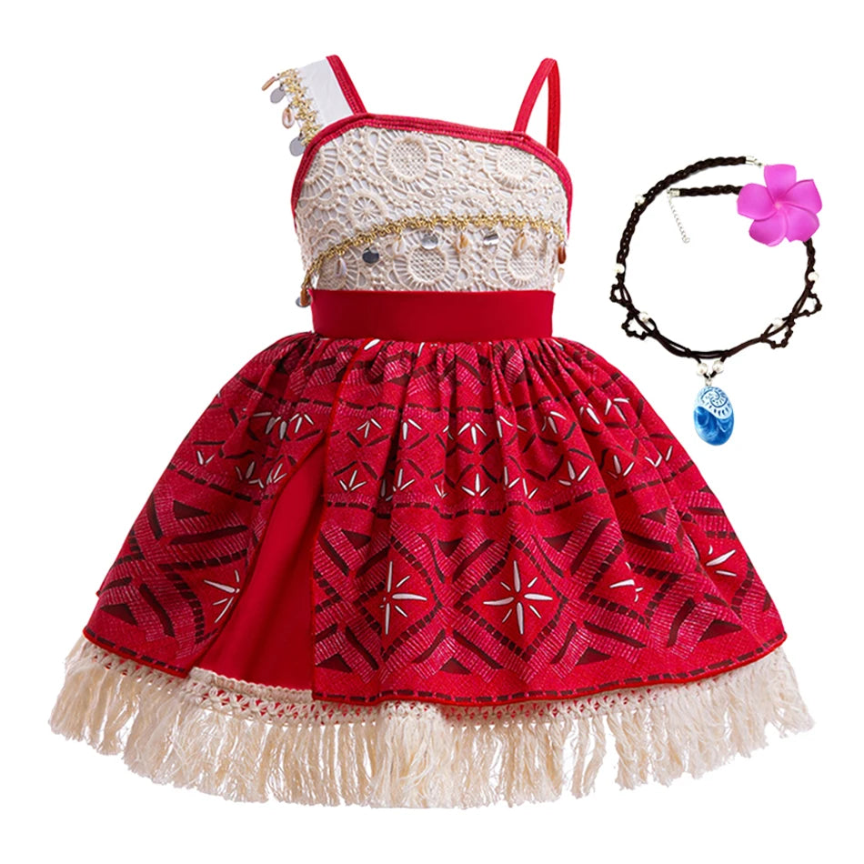 Fantasia Infantil Disney - Moana 2 *Saia Rodada* e *Peruca* Brinde Bolsa e coroa de flores