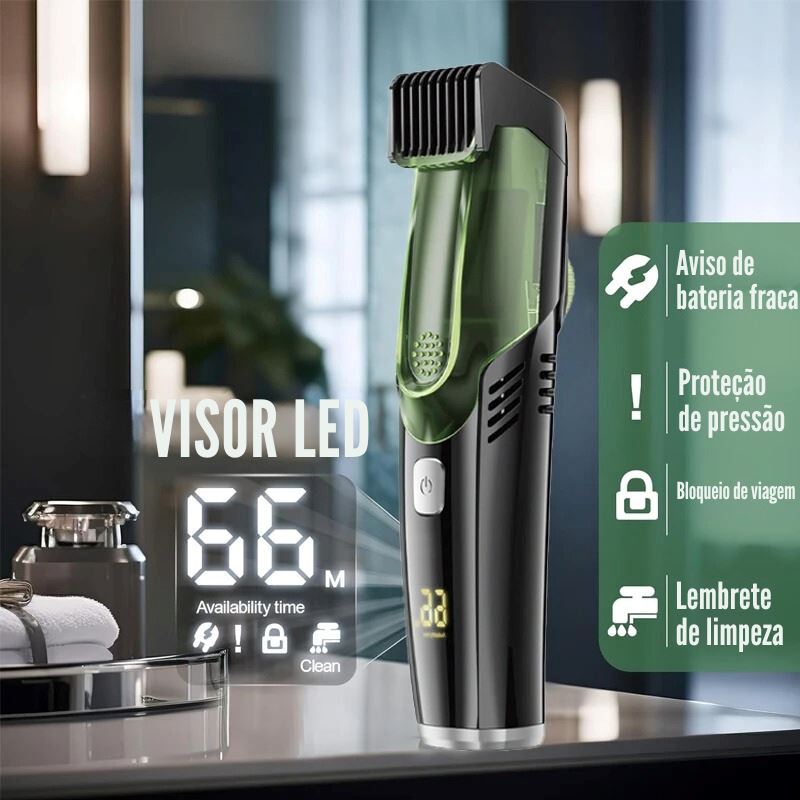 Máquina de Barbear com aspirador e dispense | Aparador de Pelos - TrimClear Pro Max - dispense aspirador sem fio