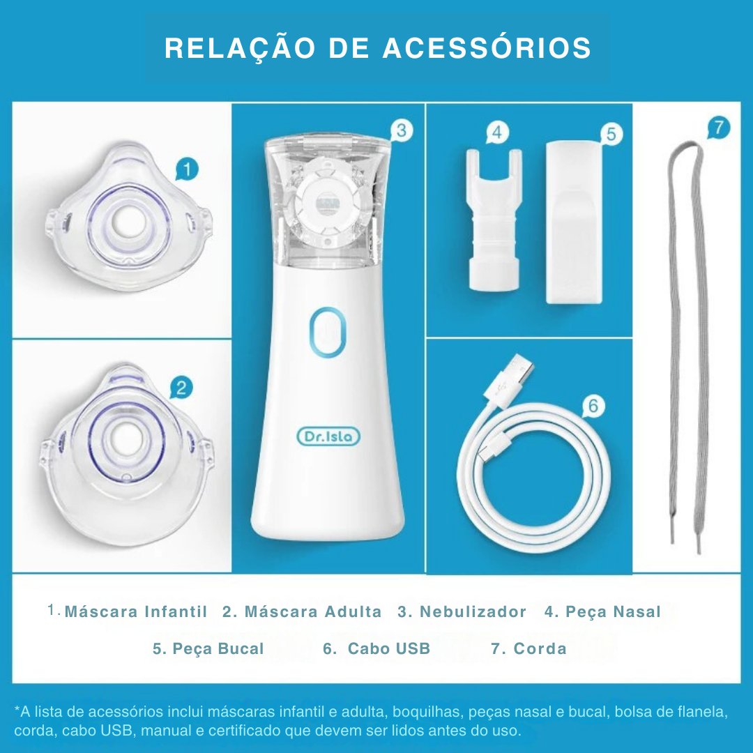 Nebulizador e Inalador Portátil Recarregável e Silencioso