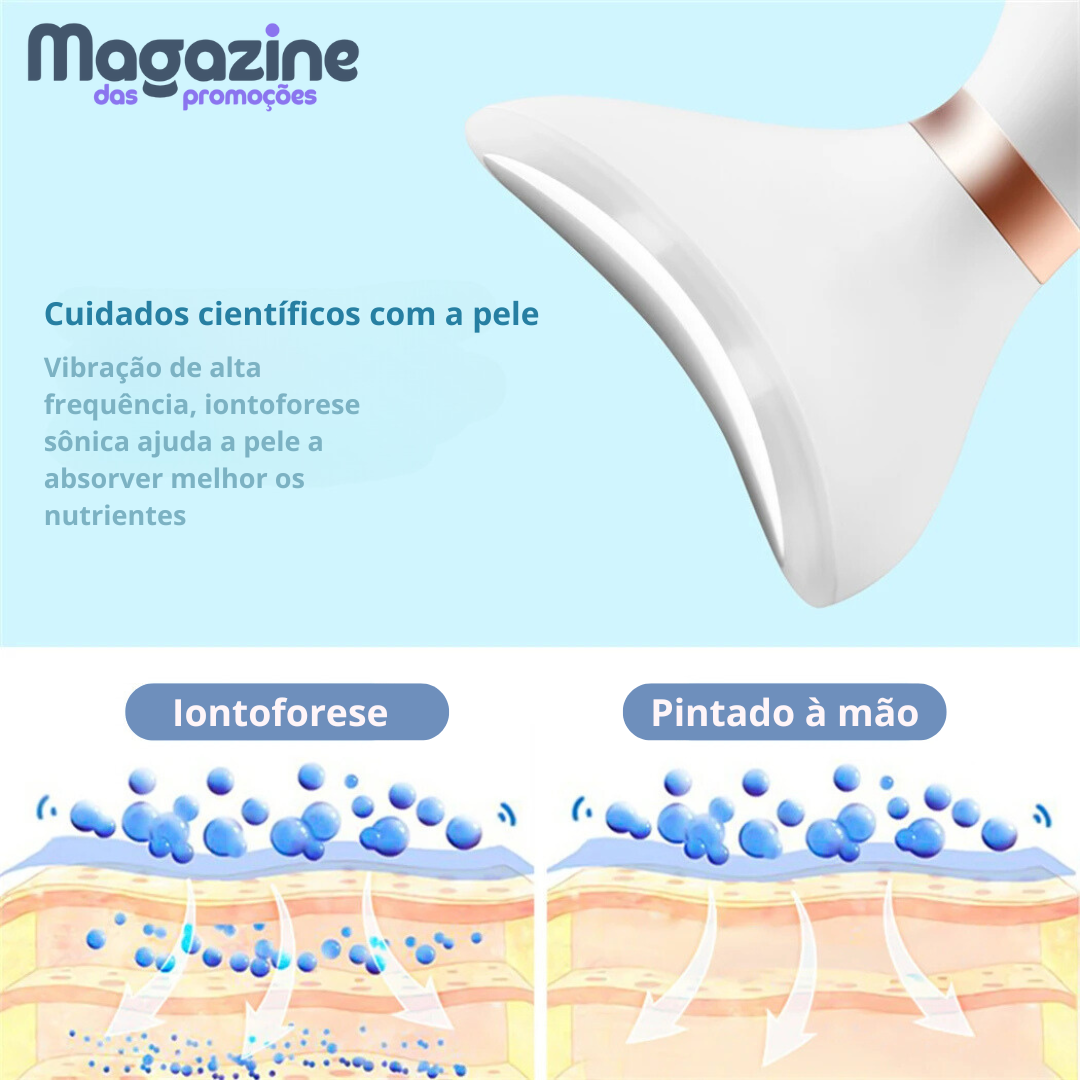 Massageador facial elétrico | LightCare Max® | + Brinde Caneta ocular Vibratória anti olheira