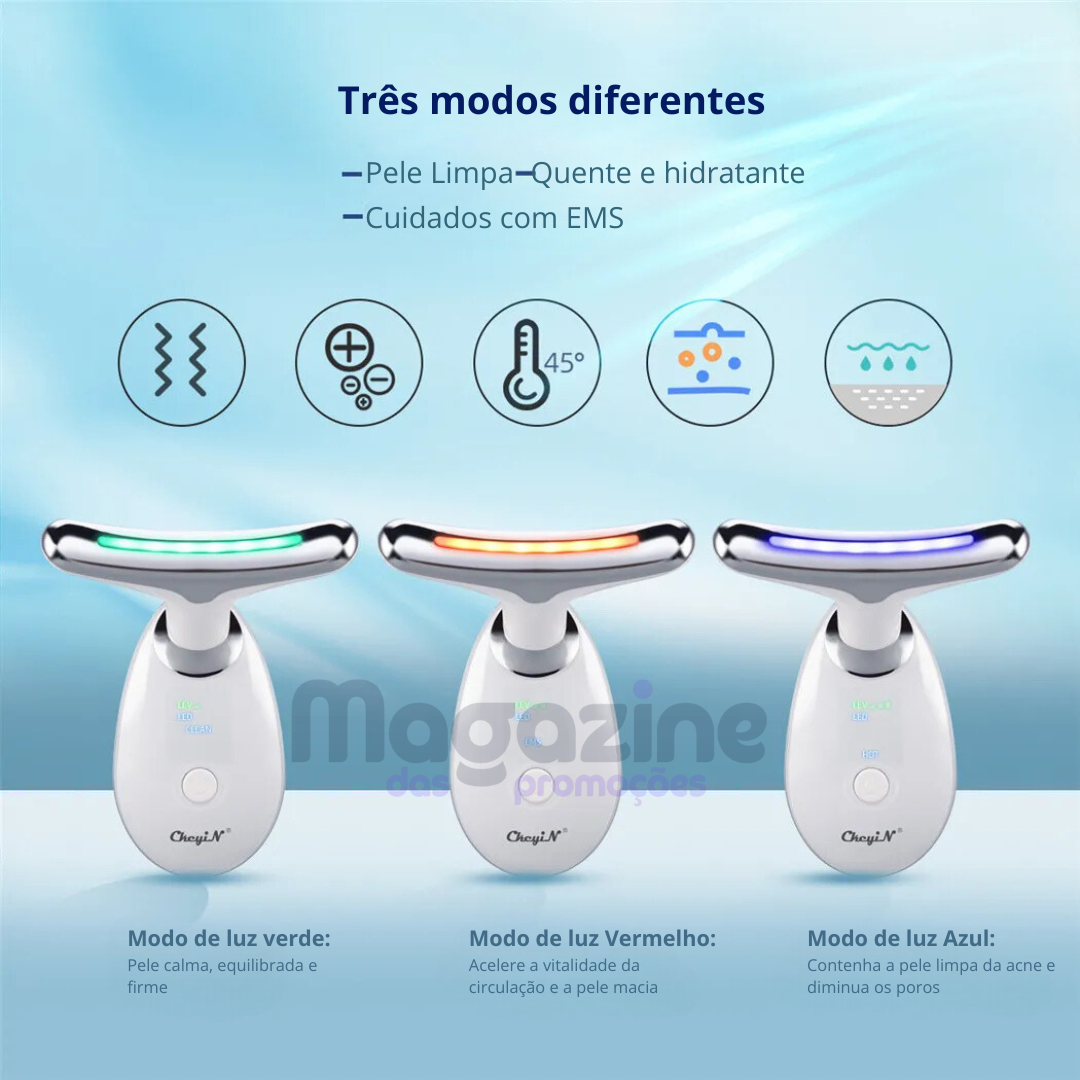 Massageador facial elétrico | LightCare Max® | + Brinde Caneta ocular Vibratória anti olheira