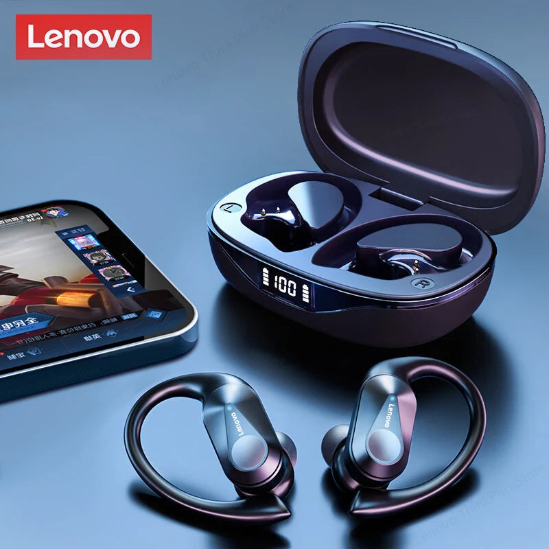 Fone de ouvido bluetooth Lenovo LP75 TWS | Fones de ouvido esportivos Bluetooth 5.3 Fones de ouvido sem fio à prova d'água HiFi estéreo com redução de ruído com microfones