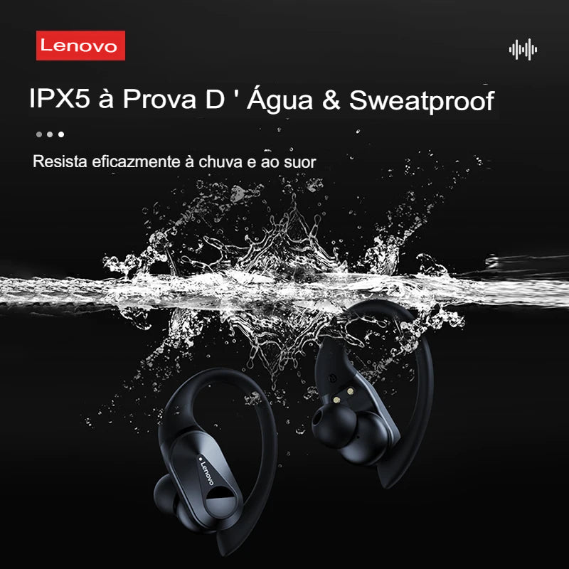 Fone de ouvido bluetooth Lenovo LP75 TWS | Fones de ouvido esportivos Bluetooth 5.3 Fones de ouvido sem fio à prova d'água HiFi estéreo com redução de ruído com microfones