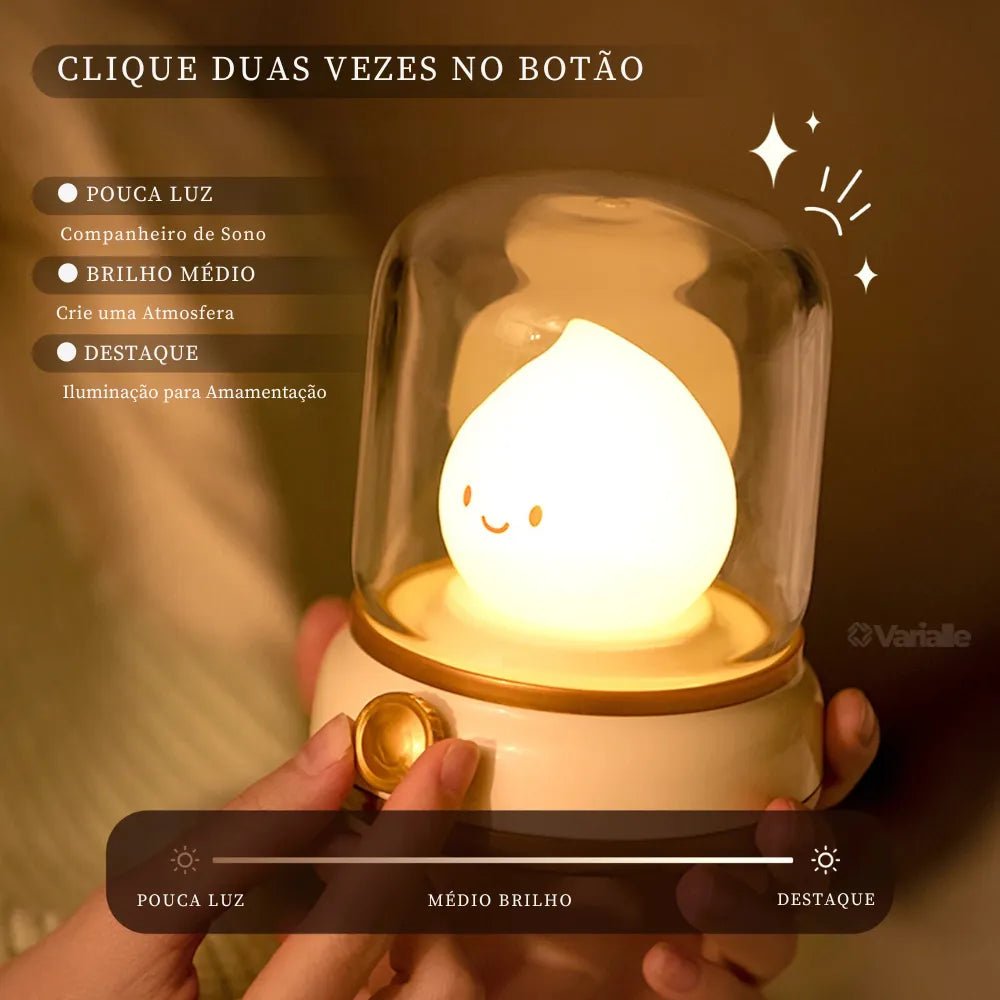 Luminária LED de Mesa Tipo Gota USB Recarregável e Portátil