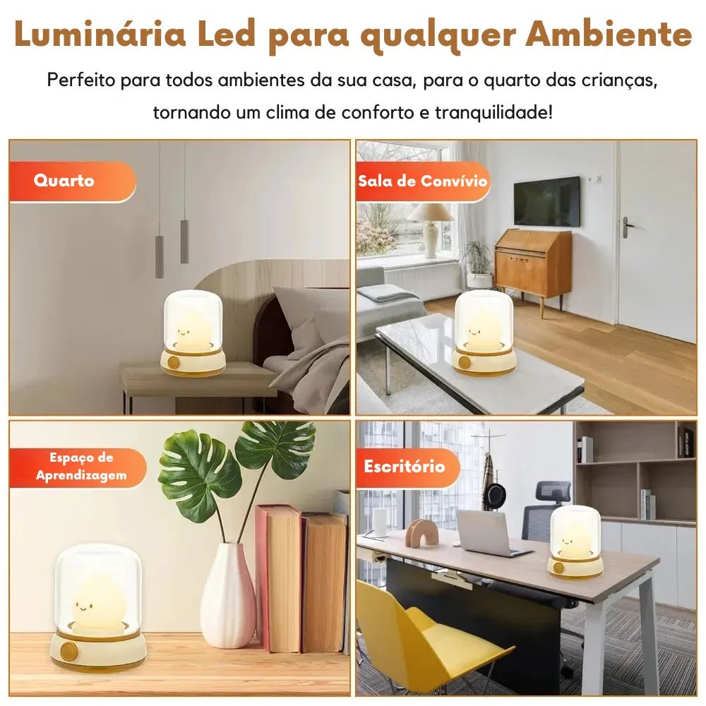 Luminária LED de Mesa Tipo Gota USB Recarregável e Portátil