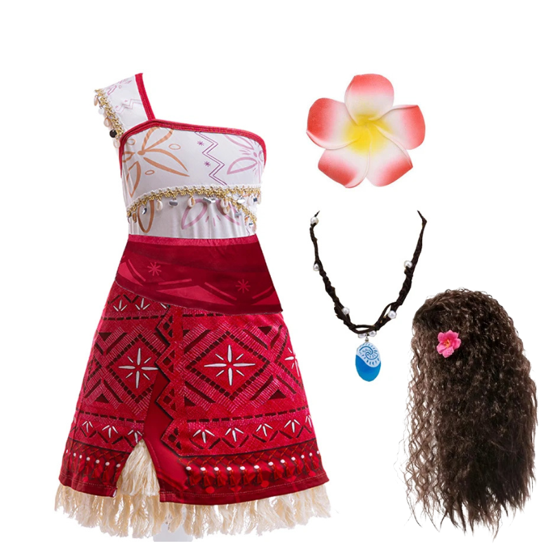 Fantasia Infantil Disney - Moana 2 *Saia luxo e Flor* e *Saia Luxo e Peruca*