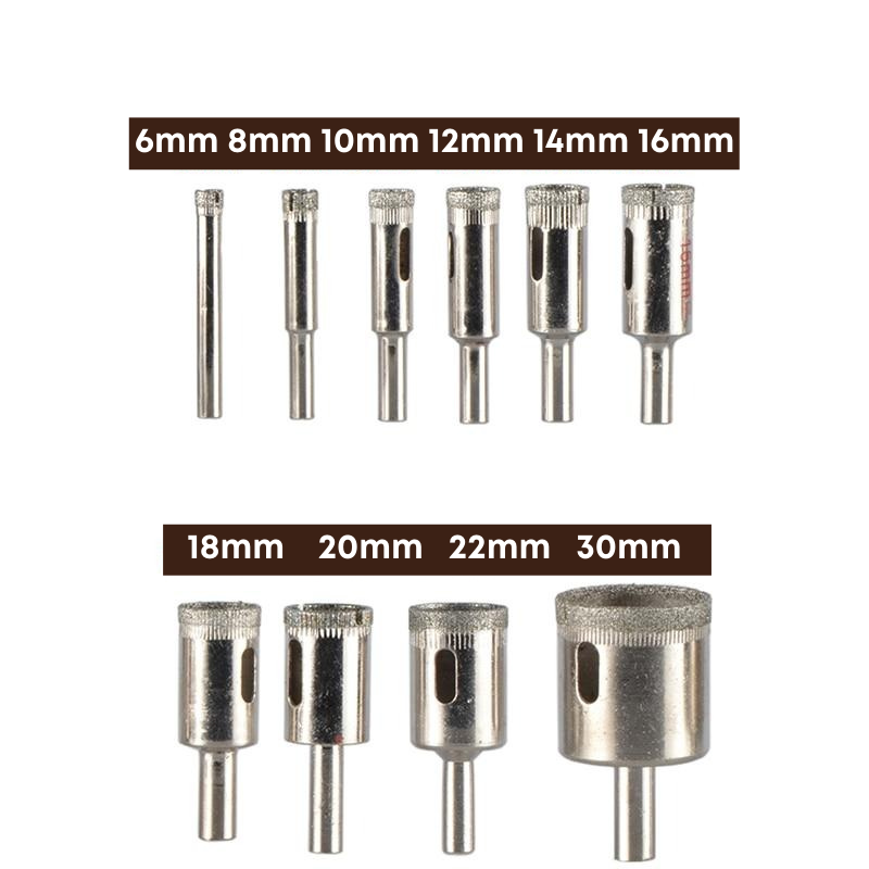 Broca Diamantada | DiamondCore Pro® - Kit com 10 serra copo diamantada