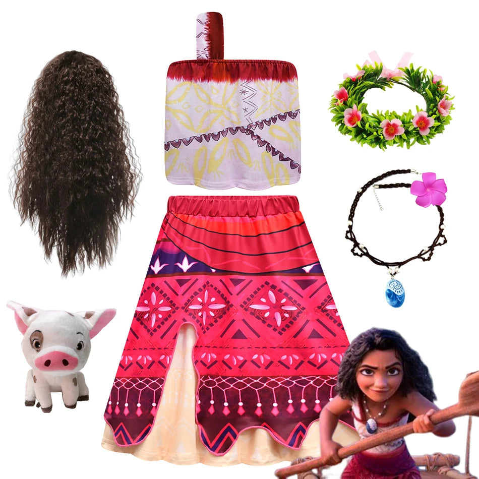 Fantasia Conjunto Infantil Disney - Moana 2 Coroa de flores 2024