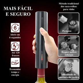 Abridor de Vinhos Elétrico | WineEase® - Sofisticado conjunto de abridor de Vinhos elétrico.